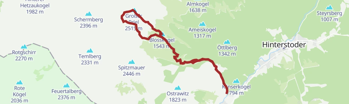 Route map: Priel-Klettersteig auf den Großen Priel (C/D)